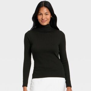 A New Day Basic Black Turtle Neck Long Sleeve Shirt XS